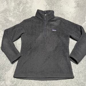 Patagonia Fleece Womens Large Gray Los Gatos Fleece 1/4 Zip Pullover *wearing